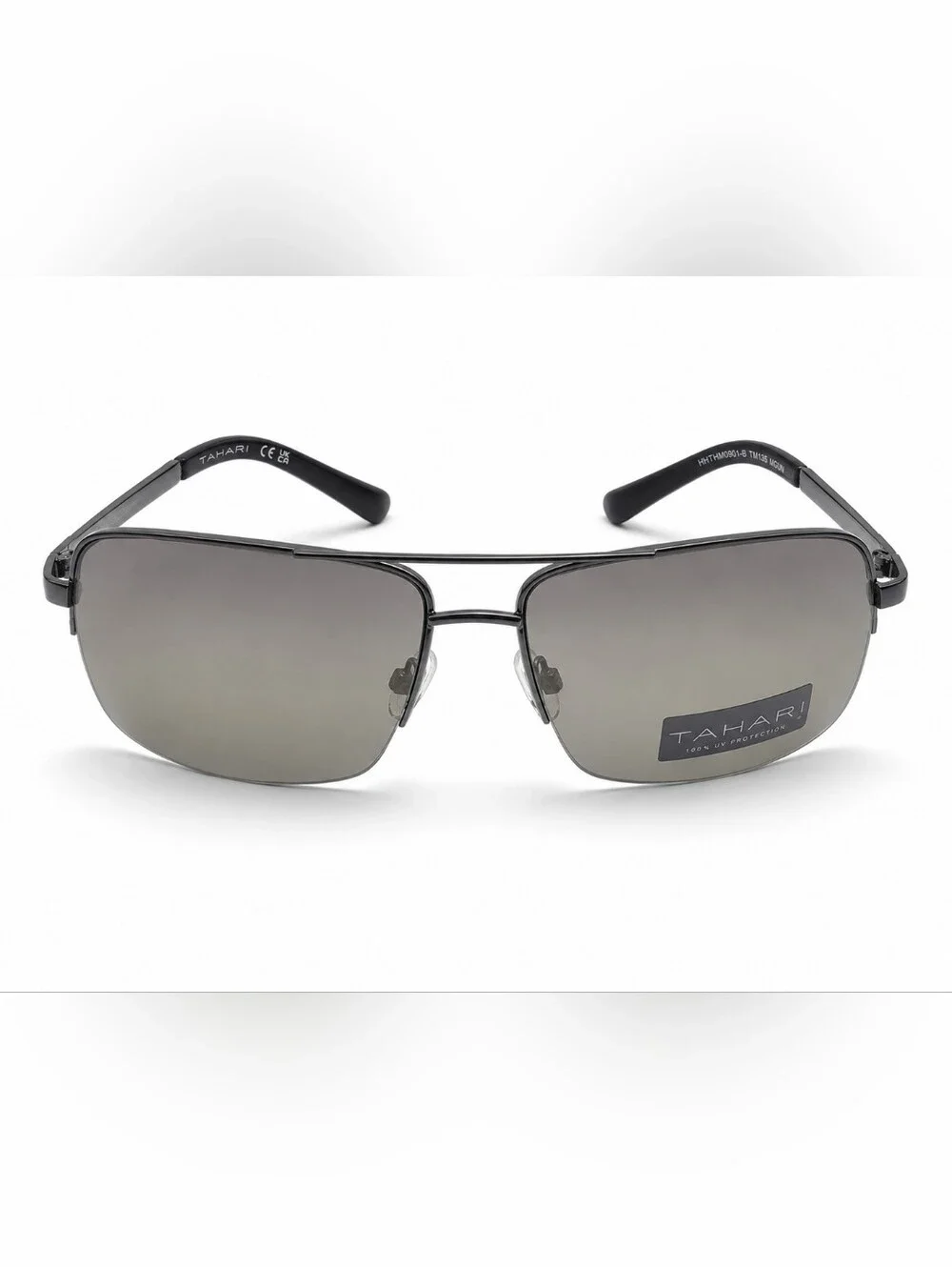 Tahari Gunmetal Shield Square Style Aviator Sunglasses NWT